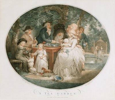 Un jardín de té, grabado por Francois David Soiron, 1790 de George Morland